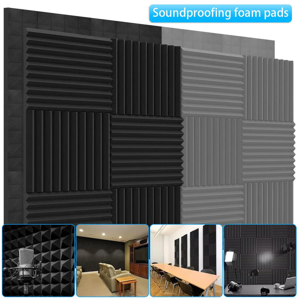 12PCS Acoustic Foam Panels Studio Soundproofing Foam Tiles Pads