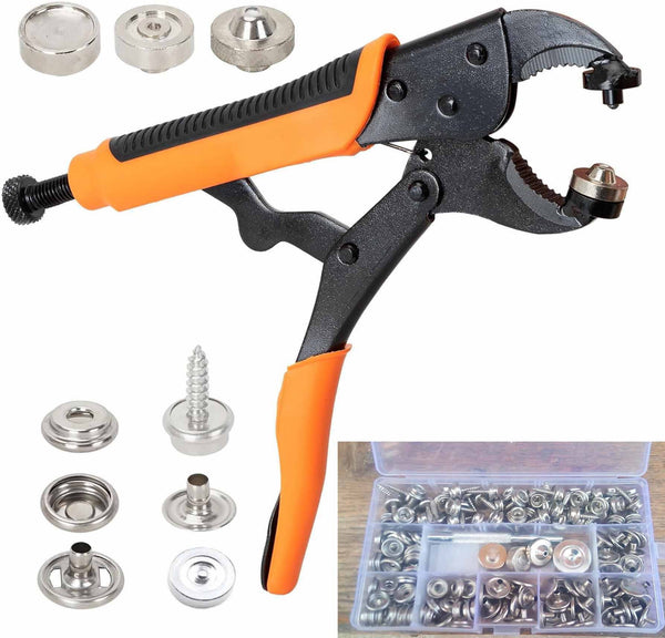 283pcs Heavy Duty Snap Fasteners Pliers Press Studs Kit Leather Button Tool