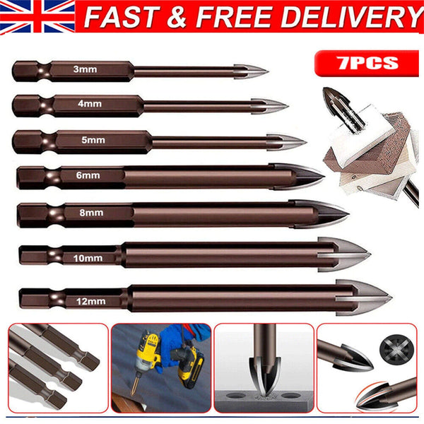 7Pcs Multi-Material Tile Drill Bits for Glass Ceramic Porcelain Marble Granite