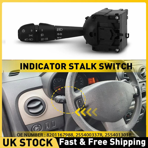 Headlight & Horn Fog Light Switch Stalk 8201167988 for Dacia Sandero