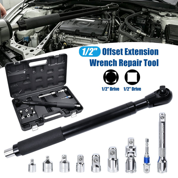 1/2" Offset Ratchet Extension Wrench Impact Long Handle Mechanic Car Repair