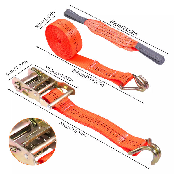 4x Recovery Ratchet Wheel Safety Straps Trailer 5ton