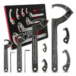 9pc Adjustable Hook & Pin Wrench Set 19–155mm C Spanner Kit