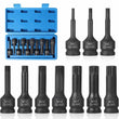 10pc 1/2” Drive Spline Bit Socket Set M5 - M19, Multi-Tooth Socket Bit Set