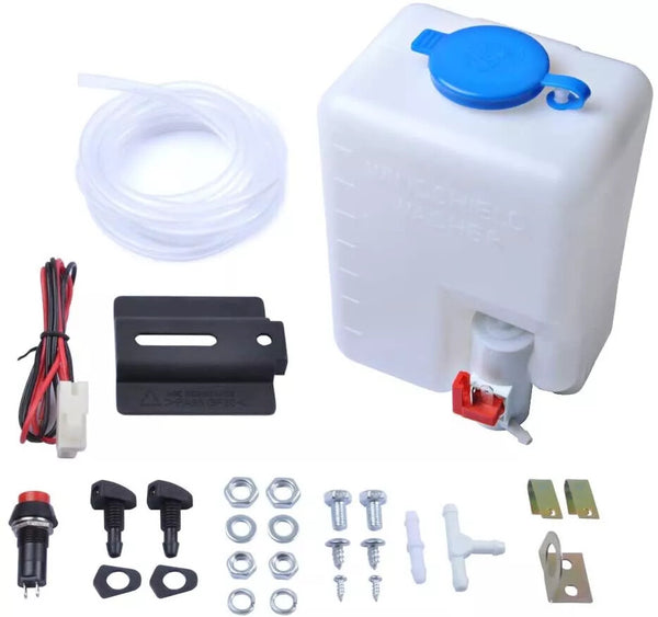 12V Windscreen Washer Kit Screenwash 1.2L Bottle Pump Wiring Jets Switch Set