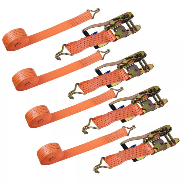 4x Ratchet Straps Tie Down 50mm x 6M 1.5 ton Heavy Duty Claw Lorry Lashing