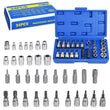 Torx Torque Tork Star Bits Drive Male Female 3/8' Chrome Sockets Set Tool
