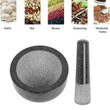 Large Granite Pestle & Mortar set black grey marble kitchen crush herbs pepper