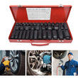 Heavy Duty 35 Pcs Car Truck Deep Impact Socket Set 1/2"Drive 8-32mm Metric