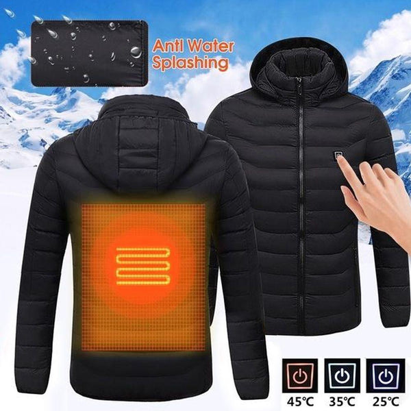 Men Heated Jackets Outdoor Coat USB Electric Battery Long Sleeves Heating Hooded Jackets