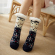 Women Print Fleece Thick Warm Anti-slip Floor Socks