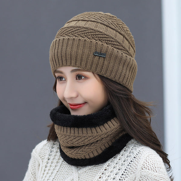 Women Fleece  Beanie Hat Scarf Set