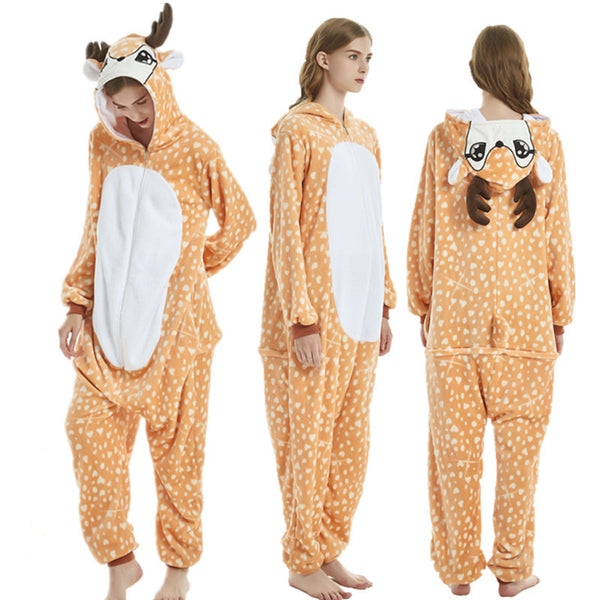 Women Fleece Warm Cute Jumpsuit Sleepwear