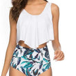 Women Top Ruffled High Waist Swimwear Two Pieces Bathing Suits Bikini Sets