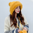Women Knitted Fleece Pom Pom Beanie Hat
