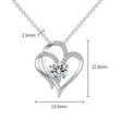 Double Heart Rhinestone Necklace