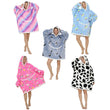 Women Kids Printing Hoodie Warm Fleece Blanket