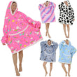 Women Kids Printing Hoodie Warm Fleece Blanket