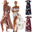 Women Off Shoulder Floral Print Summer Beach Maxi Dress