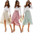 Women High Waist Boho Floral Print Wrap Midi Long Skirt