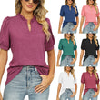 Women Casual V-neck Solid Color Short Sleeves Tshirt