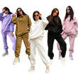 Women Solid Color Hoodies Set Tracksuit Set