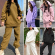 Women Solid Color Hoodies Set Tracksuit Set