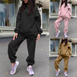 Women Solid Color Hoodies Set Tracksuit Set