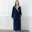 Women Men Elegant  Flannel Extra Long Thermal Bathrobe