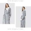 Women Men Elegant  Flannel Extra Long Thermal Bathrobe