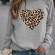 Women Leopard Heart Print Long Sleeves Tshirt