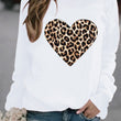 Women Leopard Heart Print Long Sleeves Tshirt