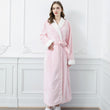 Women Men Elegant  Flannel Extra Long Thermal Bathrobe