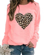 Women Leopard Heart Print Long Sleeves Tshirt