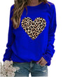 Women Leopard Heart Print Long Sleeves Tshirt