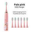 Children Cleaning Teeth Rechargeable Sonic Electric Toothbrush with 6 Toothbrush Heads