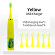 Children Cleaning Teeth Rechargeable Sonic Electric Toothbrush with 6 Toothbrush Heads