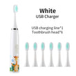 Children Cleaning Teeth Rechargeable Sonic Electric Toothbrush with 6 Toothbrush Heads