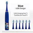 Children Cleaning Teeth Rechargeable Sonic Electric Toothbrush with 6 Toothbrush Heads