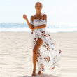 Women Off Shoulder Floral Print Summer Beach Maxi Dress