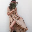 Women Off Shoulder Floral Print Summer Beach Maxi Dress