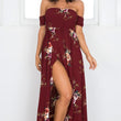 Women Off Shoulder Floral Print Summer Beach Maxi Dress