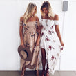 Women Off Shoulder Floral Print Summer Beach Maxi Dress