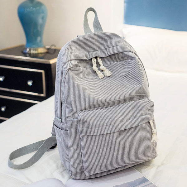 Girls Solid Color  Corduroy Backpack