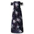Women Off Shoulder Floral Print Summer Beach Maxi Dress