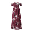 Women Off Shoulder Floral Print Summer Beach Maxi Dress
