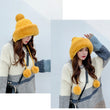 Women Knitted Fleece Pom Pom Beanie Hat