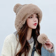 Women Knitted Fleece Pom Pom Beanie Hat