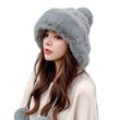 Women Knitted Fleece Pom Pom Beanie Hat