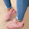 Women Bowknot Suede Faux Fur Moccasin Shoes Warm Lightweight Shoes